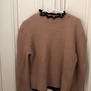 Women's Ruffle Neck Sweater - Tan
